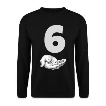 Funny Six Meme Hand Gen Alpha Joke - Unisex Sweatshirt - black - Front - Alina (178cm) & Michal (187cm)