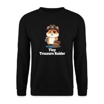 Kleiner Piraten Hamster - Unisex Pullover - Schwarz - Vorne - Alina (178cm) & Michal (187cm)