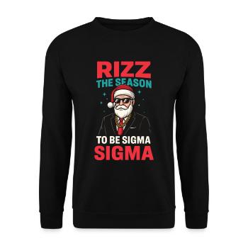 Rizz Weihnacht Sigma Santa Weihnachtsmann Gen Z - Unisex Pullover - Schwarz - Vorne - Alina (178cm) & Michal (187cm)