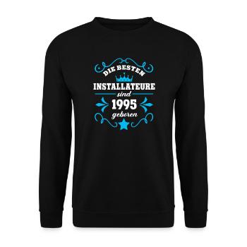 Anniversaire du plombier Né en 1995 Collègues nés - Sweat-shirt Unisexe - noir - Devant - Alina (178cm) & Michal (187cm)