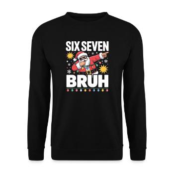 Christmas broth: Santa with fairy lights - Unisex Sweatshirt - black - Front - Alina (178cm) & Michal (187cm)