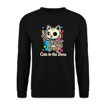 Katzen-Skelett Motiv Schnurrer - Unisex Pullover - Schwarz - Vorne - Alina (178cm) & Michal (187cm)