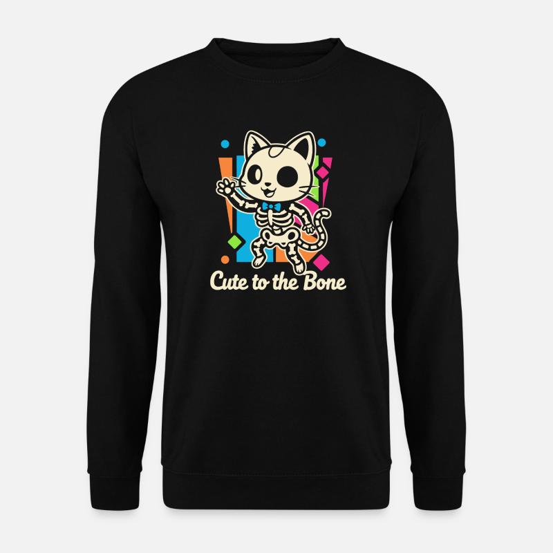 Katzen-Skelett Motiv Schnurrer - Unisex Pullover - Schwarz