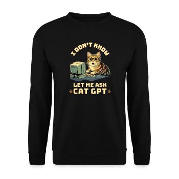 Cat GPT funny AI - Unisex Sweatshirt - black - Front - Alina (178cm) & Michal (187cm)
