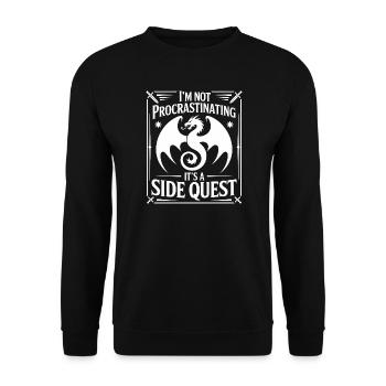 Je ne procrastine pas, c'est une quête secondaire - Sweat-shirt Unisexe - noir - Devant - Alina (178cm) & Michal (187cm)
