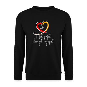 Partner TShirt Nicht perfekt, aber gut eingespielt - Unisex Sweatshirt - black - Front - Alina (178cm) & Michal (187cm)
