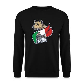 Italienischer Wolf mit Kolosseum - Unisex Pullover - Schwarz - Vorne - Alina (178cm) & Michal (187cm)
