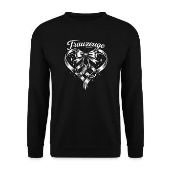 Herz Schleife Ringe Trauzeichen - Unisex Pullover - Schwarz - Vorne - Alina (178cm) & Michal (187cm)