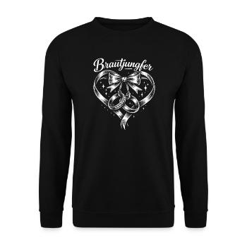 Brautjungfer Herzringe mit Schleife - Unisex Pullover - Schwarz - Vorne - Alina (178cm) & Michal (187cm)