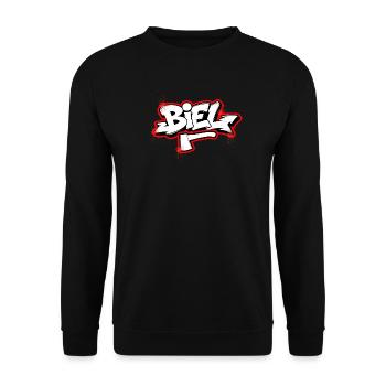 Biel Graffiti  - Unisex Pullover - Schwarz - Vorne - Alina (178cm) & Michal (187cm)