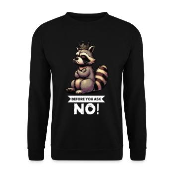 Before You Ask Waschbär Waschbären Waschbärhalter - Unisex Pullover - Schwarz - Vorne - Alina (178cm) & Michal (187cm)