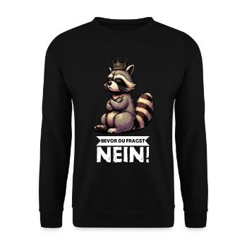 Bevor Du Fragst Nein Waschbär Waschbären Waldtier  - Unisex Pullover - Schwarz - Vorne - Alina (178cm) & Michal (187cm)
