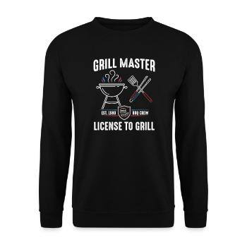 Grill Master Lizenz zum Grill - Unisex Pullover - Schwarz - Vorne - Alina (178cm) & Michal (187cm)