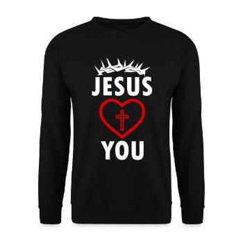 Jesus loves You - Unisex Sweatshirt - black - Front - Alina (178cm) & Michal (187cm)