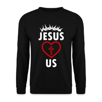 JÉSUS NOUS AIME - Sweat-shirt Unisexe - noir - Devant - Alina (178cm) & Michal (187cm)