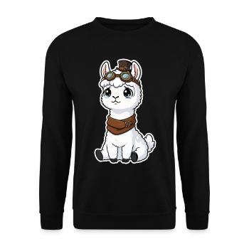 Lama Steampunk Mignon Yeux Brillants Mascotte - Sweat-shirt Unisexe - noir - Devant - Alina (178cm) & Michal (187cm)