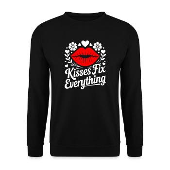 Kisses heal everything - Unisex Sweatshirt - black - Front - Alina (178cm) & Michal (187cm)