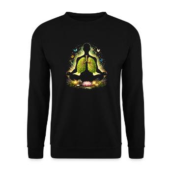 Meditation Atmung Natur Lunge Design  - Unisex Pullover - Schwarz - Vorne - Alina (178cm) & Michal (187cm)