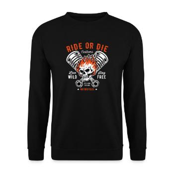 Motorcycle Skull and Piston Crossbones for Biker - Unisex Sweatshirt - black - Front - Alina (178cm) & Michal (187cm)