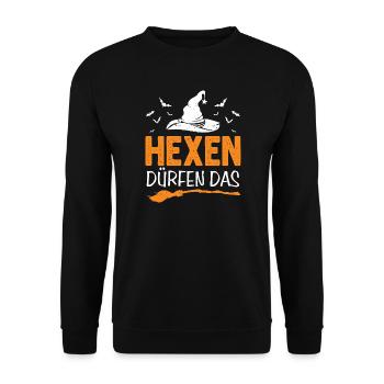 Hexen Dürfen Das Halloween  - Unisex Pullover - Schwarz - Vorne - Alina (178cm) & Michal (187cm)