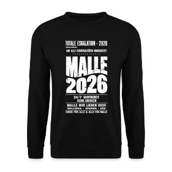Malle 2026 Totale Eskalation 24/7 saufbereit  - Unisex Pullover - Schwarz - Vorne - Alina (178cm) & Michal (187cm)