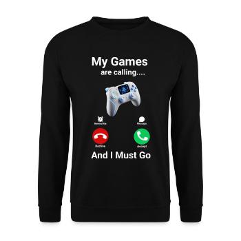 Gamer Gaming Controller Games are calling - Unisex Pullover - Schwarz - Vorne - Alina (178cm) & Michal (187cm)