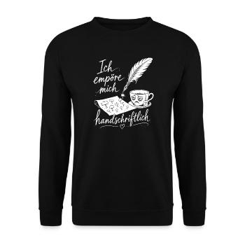 Ich empöre mich handschriftlich - Unisex Pullover - Schwarz - Vorne - Alina (178cm) & Michal (187cm)