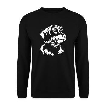 Dackel Kopf "Black Edition" - Unisex Pullover - Schwarz - Vorne - Alina (178cm) & Michal (187cm)