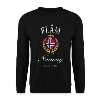 Flåm Norwegen Wappen Krone – Reise Souvenir - Unisex Pullover - Schwarz - Vorne - Alina (178cm) & Michal (187cm)