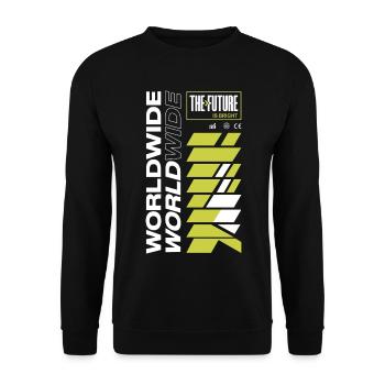 Bright Future und Lime Green Lines - Unisex Pullover - Schwarz - Vorne - Alina (178cm) & Michal (187cm)
