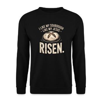 Sauerteig aufgegangener Jesus Tee - Unisex Pullover - Schwarz - Vorne - Alina (178cm) & Michal (187cm)
