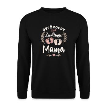 Befördert zur Zwillingsmama Mutter von Zwillingen - Unisex Pullover - Schwarz - Vorne - Alina (178cm) & Michal (187cm)
