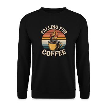 Falling For Coffee Retro Vintage Fall - Unisex Sweatshirt - black - Front - Alina (178cm) & Michal (187cm)