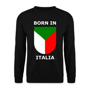 Geboren in Italia Schild - Unisex Pullover - Schwarz - Vorne - Alina (178cm) & Michal (187cm)