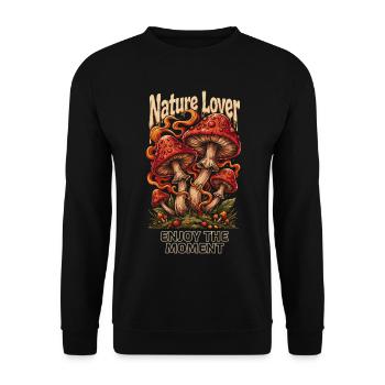 Nature Lover Pilz - Enjoy the Moment - Unisex Pullover - Schwarz - Vorne - Alina (178cm) & Michal (187cm)