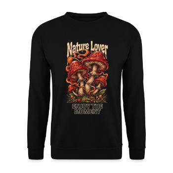 Pilz Motiv für Naturliebhaber - Unisex Pullover - Schwarz - Vorne - Alina (178cm) & Michal (187cm)