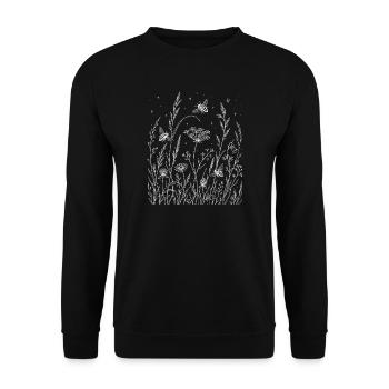 Blumen und Bienen - Unisex Pullover - Schwarz - Vorne - Alina (178cm) & Michal (187cm)