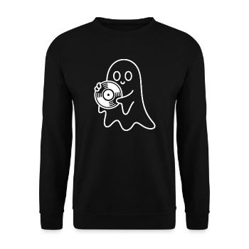 Ghost with vinyl record - Unisex Sweatshirt - black - Front - Alina (178cm) & Michal (187cm)