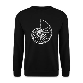 Nautilus Spirale Linienkunst - Unisex Pullover - Schwarz - Vorne - Alina (178cm) & Michal (187cm)