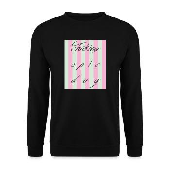 Epischer Tag Streifen-Schrift - Unisex Pullover - Schwarz - Vorne - Alina (178cm) & Michal (187cm)