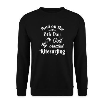 And on the 8th Day God created Kitesurfing - Unisex Pullover - Schwarz - Vorne - Alina (178cm) & Michal (187cm)