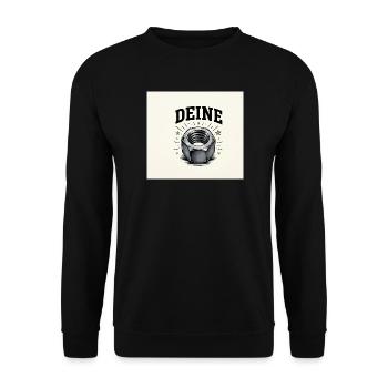 Deine Schraube Vintage Nut Grafik - Unisex Pullover - Schwarz - Vorne - Alina (178cm) & Michal (187cm)