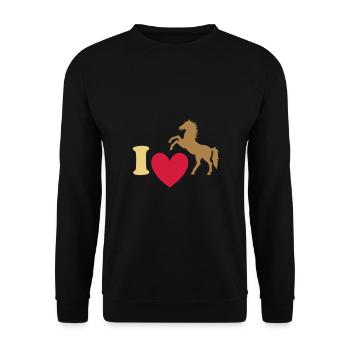 ★ Les couleurs de conception peuvent être modifiées ★ J'adore les chevaux - Sweat-shirt Unisexe - noir - Devant - Alina (178cm) & Michal (187cm)