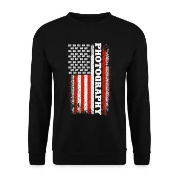 Photography Camera Lens American - Unisex Pullover - Schwarz - Vorne - Alina (178cm) & Michal (187cm)