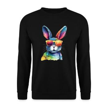 Cool colorful rabbit - rabbit with sunglasses - Unisex Sweatshirt - black - Front - Alina (178cm) & Michal (187cm)