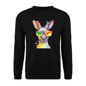 Colorful cool kangaroo with sunglasses - Unisex Sweatshirt - black - Front - Alina (178cm) & Michal (187cm)