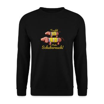 Dackel Dagobert - Treibt mehr Schabernack! - Unisex Pullover - Schwarz - Vorne - Alina (178cm) & Michal (187cm)