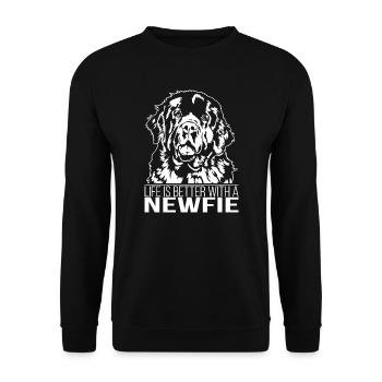 Newfie life is better dog Newfoundland Wilsigns - Unisex Sweatshirt - black - Front - Alina (178cm) & Michal (187cm)