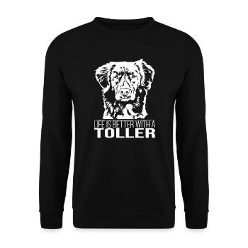 La vie à Toller est meilleure Hundespruch Hundewilsigns - Sweat-shirt Unisexe - noir - Devant - Alina (178cm) & Michal (187cm)