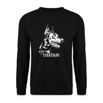 Aimé par un chien Doberman disant Doberman Wilsigns - Sweat-shirt Unisexe - noir - Devant - Alina (178cm) & Michal (187cm)